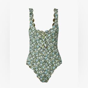 Marysia Palm Springs Maillot One Piece Swimsuit Meadow Floral Print green teal M
